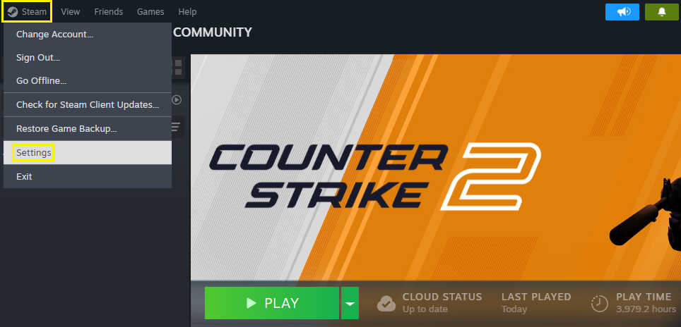 This image has an empty alt attribute; its file name is steamsettings.png